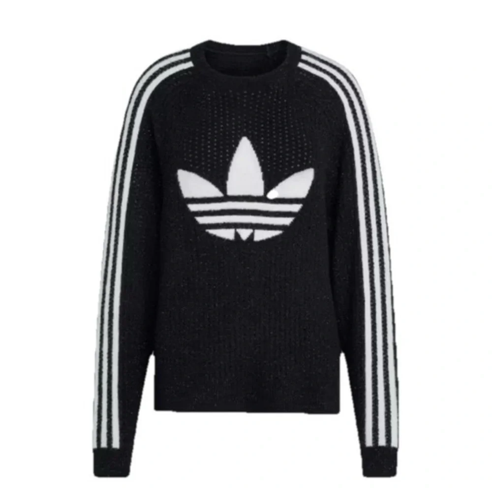 Adidas Originals Lurex Sparkle knit Sweater Sweatshirt with Logo NWT Size L - Picture 8 of 9